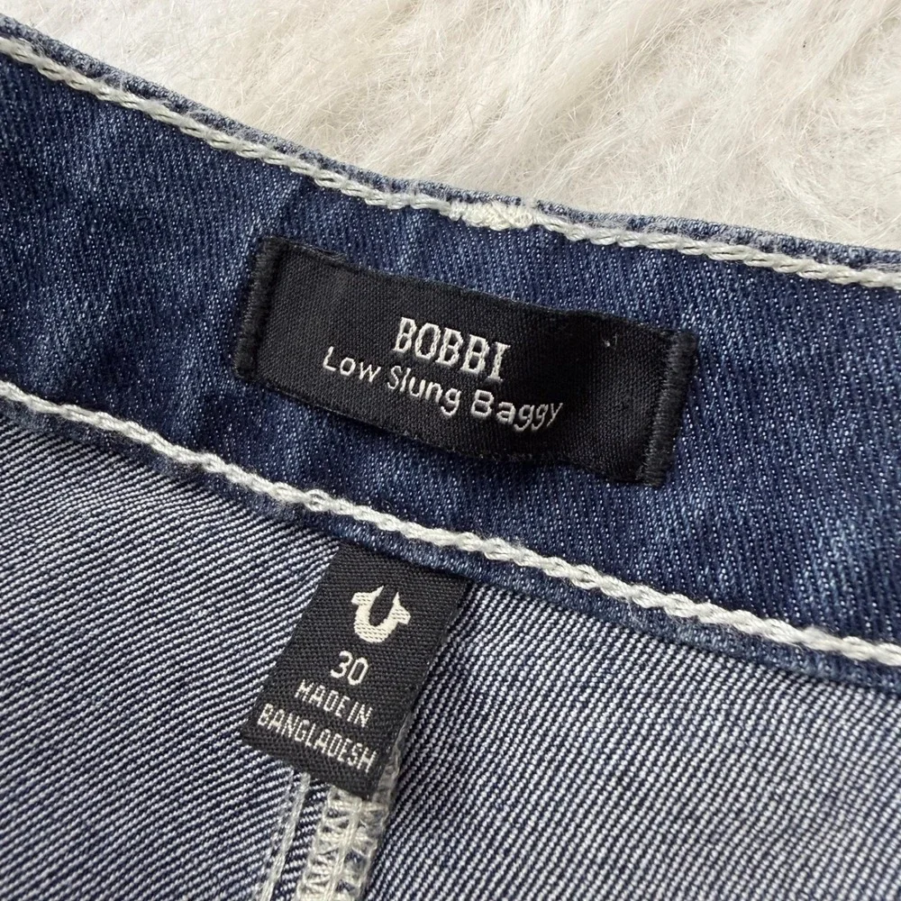 True Religion Bobbi Low Slung Baggy Jeans Mens 30 Dark Wash Wide Leg Y2K Denim